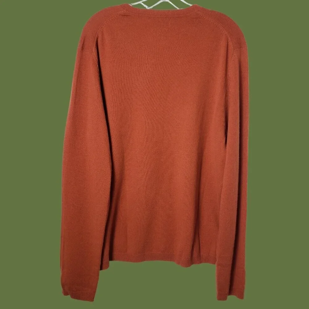 Banana Republic Mens 100% Cashmere V-Neck Sweater rust Orange Large